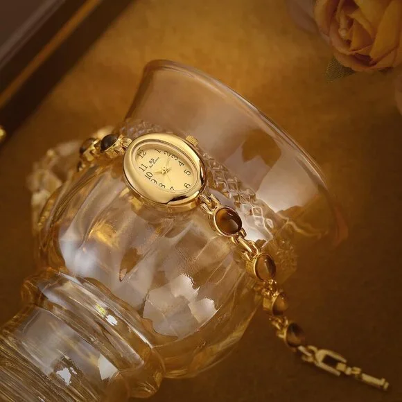 Luxury Gold Tone Women Watch Jewelry Bracelet Dainty Quartz Wrist Water-resistan